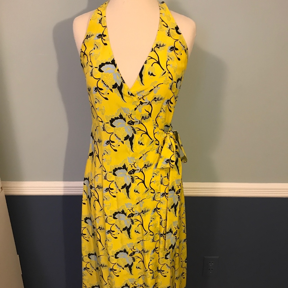 Diane Von Furstenberg Savilla Waylen Lemon Dress Silk Wrap Dress-sz0